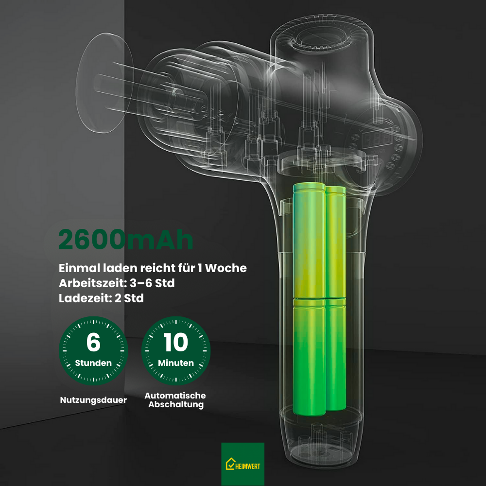 Massagepistole mit 30 Geschwindigkeiten / Massage Gun für tiefe Muskelmassage mit bis zu 3600 Impulsen/min / 10 Aufsätze für Nacken, Rücken & Körper / Mit LCD-Touchscreen