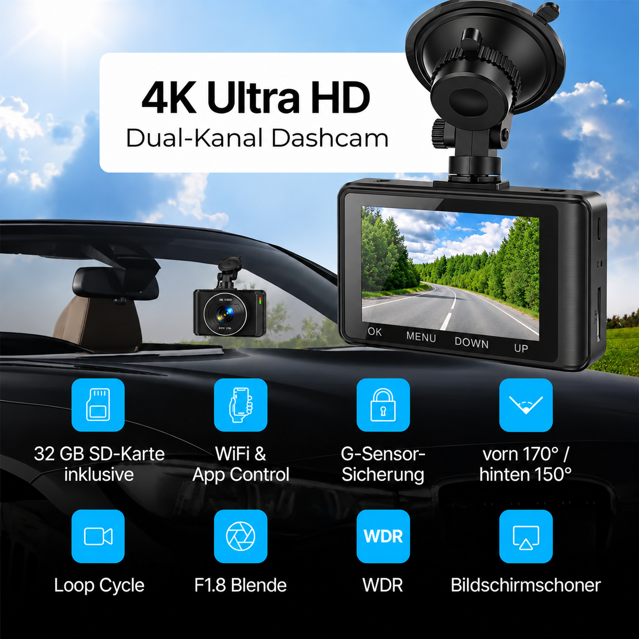4K Dashcam 3,9 Bildschirm von Heimwert